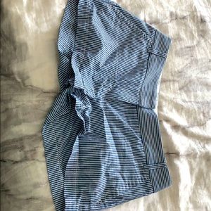 blue and white shorts